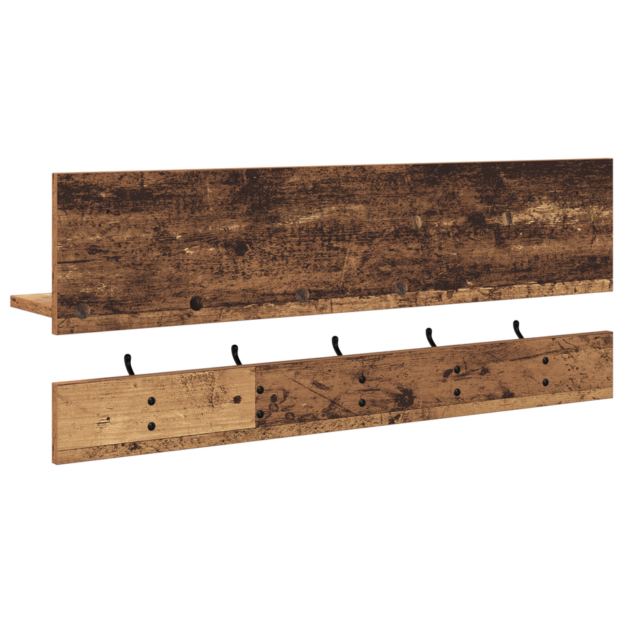 Wandgemonteerde kapstok Oud hout 90 x 15 x 36 cm Bewerkt hout