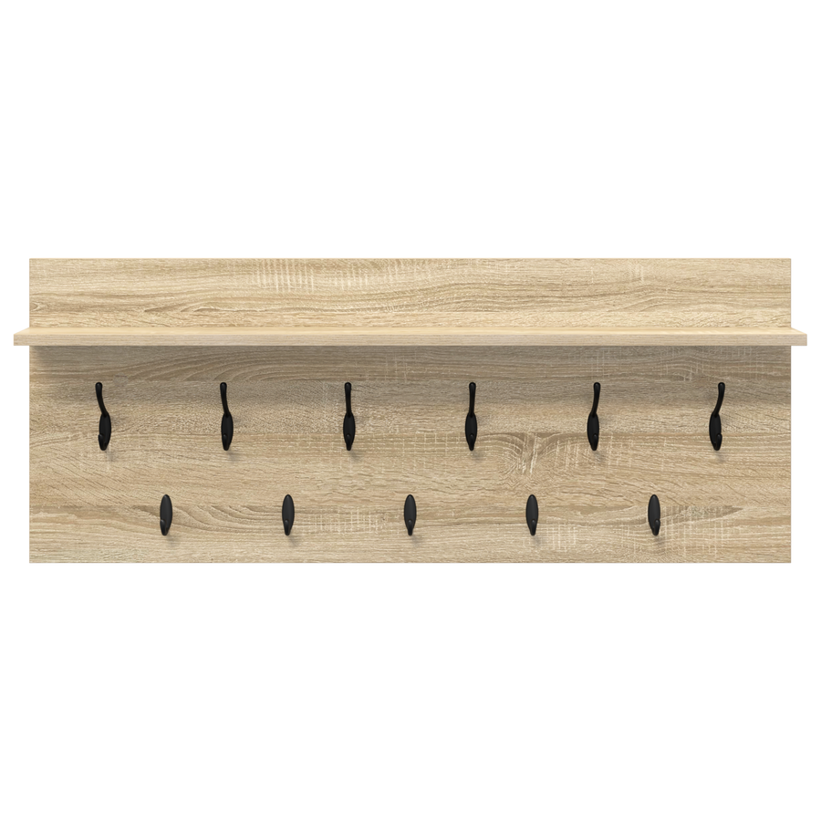 Wandgemonteerde kapstok met plank Sonoma eiken 100 x 40 x 12 cm