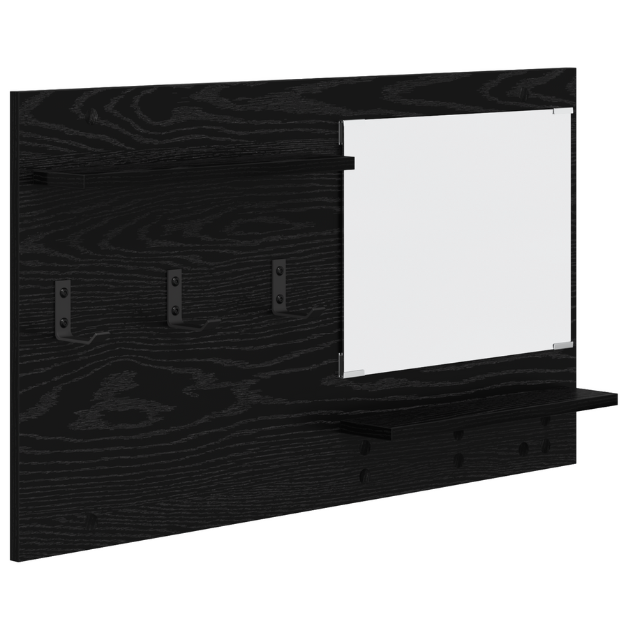Wandgemonteerde kapstok met plank met opslag met spiegel Zwart eiken 90 x 10 x 50 cm