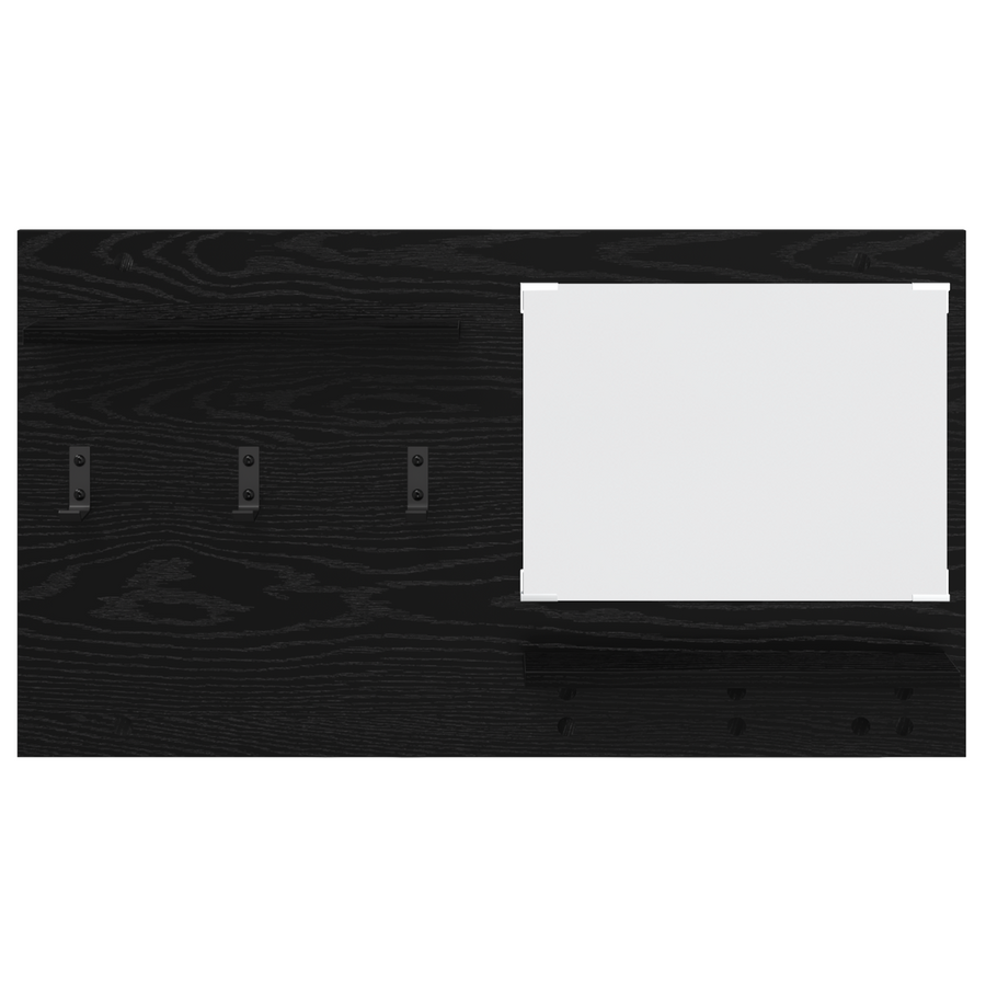 Wandgemonteerde kapstok met plank met opslag met spiegel Zwart eiken 90 x 10 x 50 cm