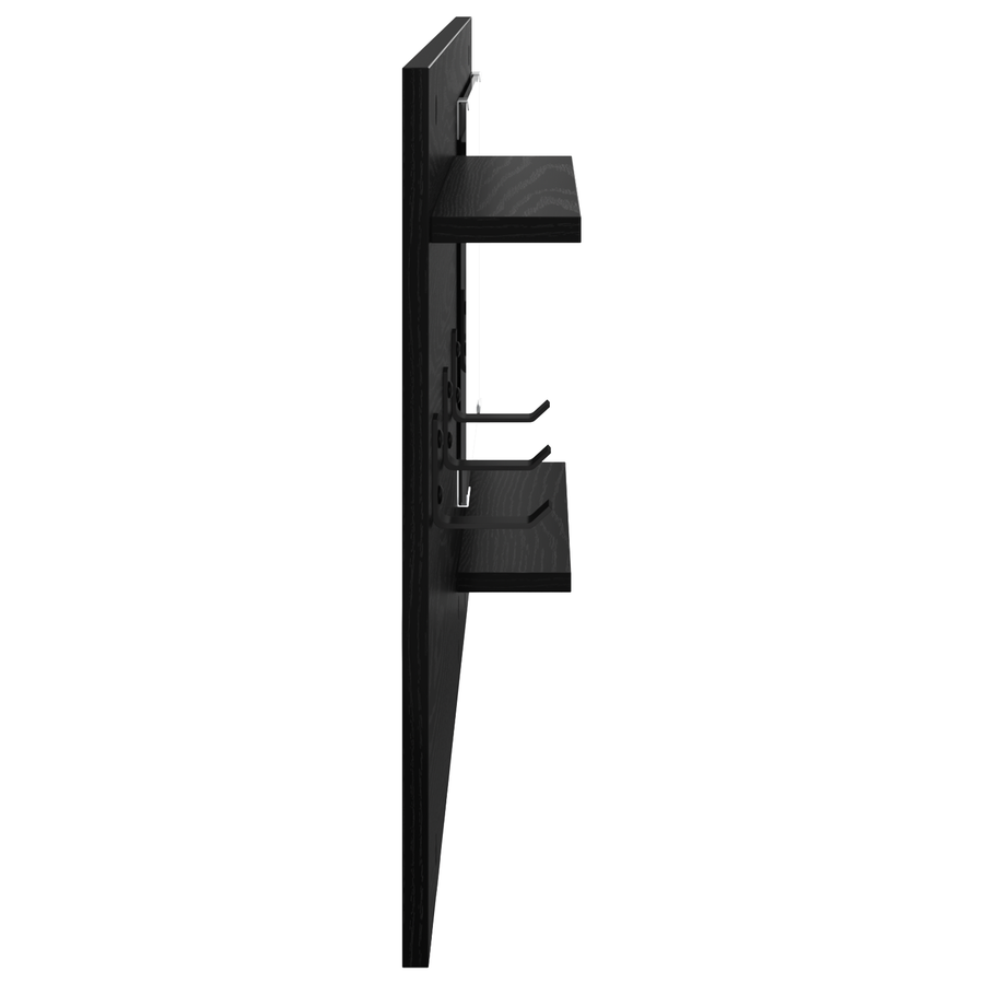 Wandgemonteerde kapstok met plank met opslag met spiegel Zwart eiken 90 x 10 x 50 cm