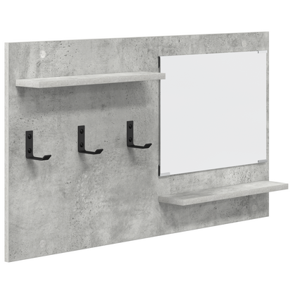 Wandgemonteerde kapstok met plank met opslag met spiegel Beton grijs 90 x 10 x 50 cm