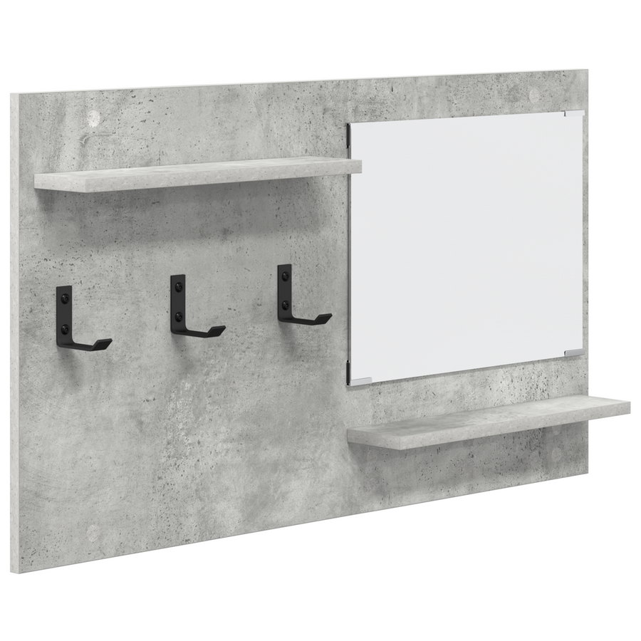 Wandgemonteerde kapstok met plank met opslag met spiegel Beton grijs 90 x 10 x 50 cm
