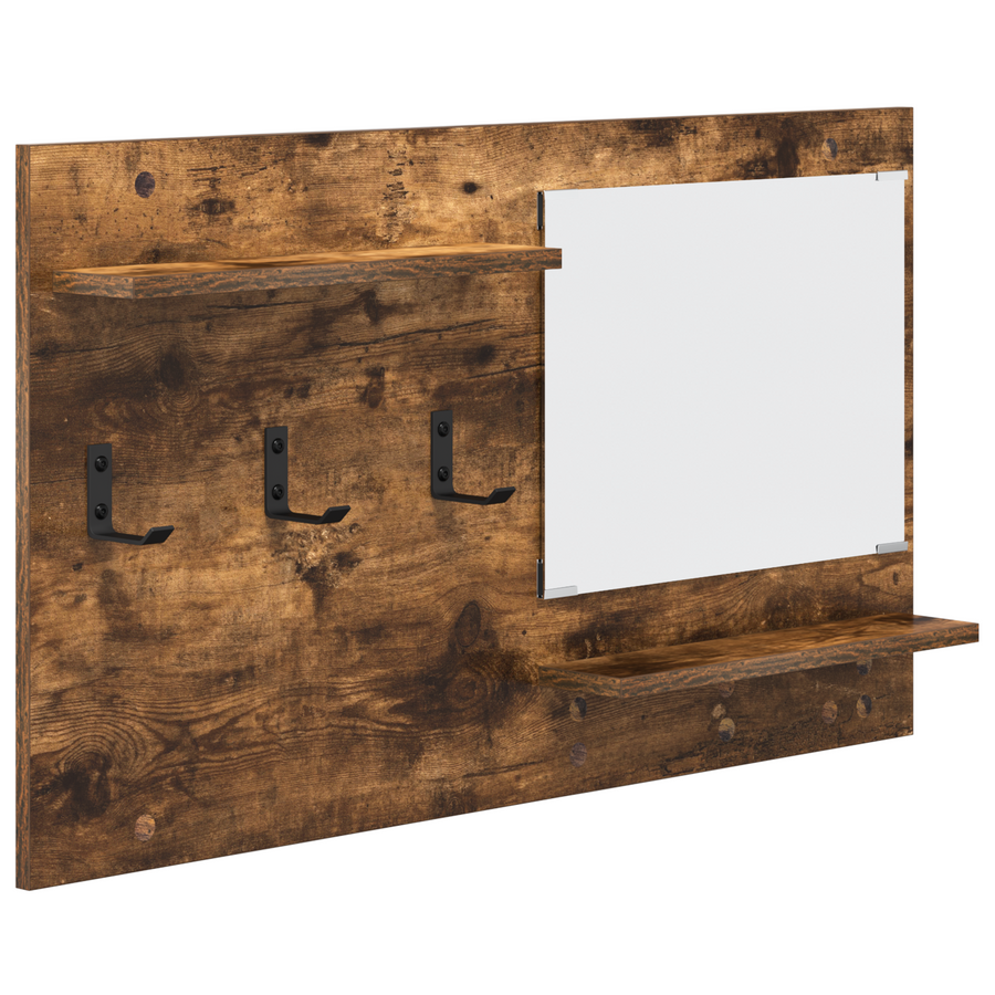 Wandgemonteerde kapstok met plank Gerookt eiken 90 x 10 x 50 cm