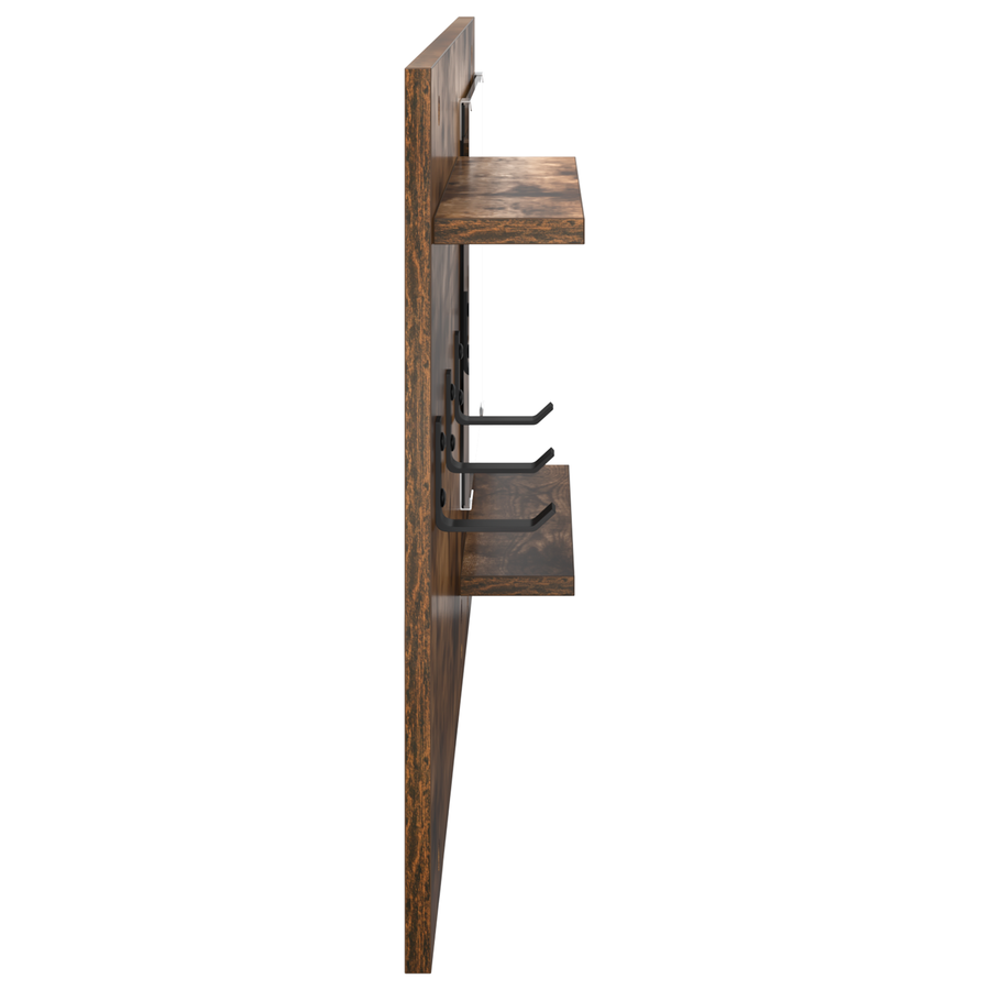Wandgemonteerde kapstok met plank Gerookt eiken 90 x 10 x 50 cm