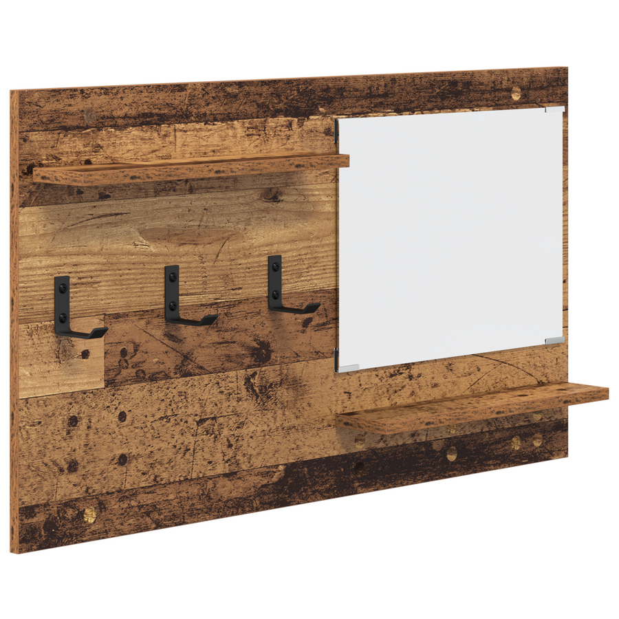 Wandgemonteerde kapstok Oude hout 90 x 10 x 50 cm Bewerkt hout