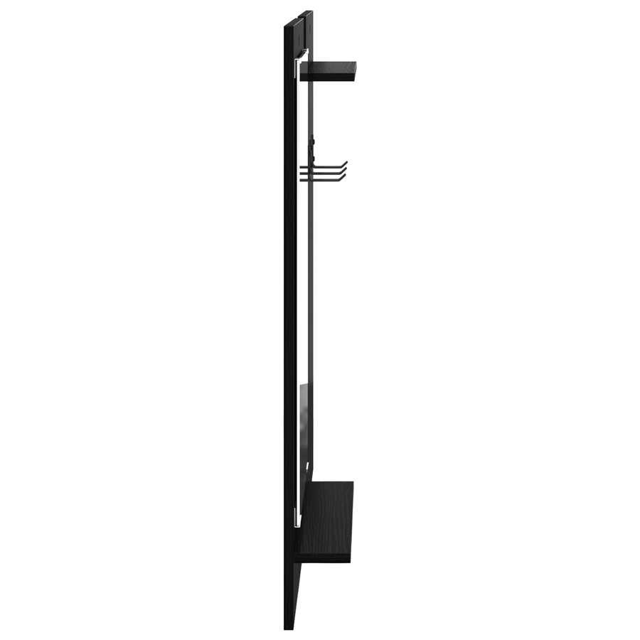 Wandgemonteerde kapstok met plank met opslag met spiegel Zwart eiken 70 x 10 x 90 cm