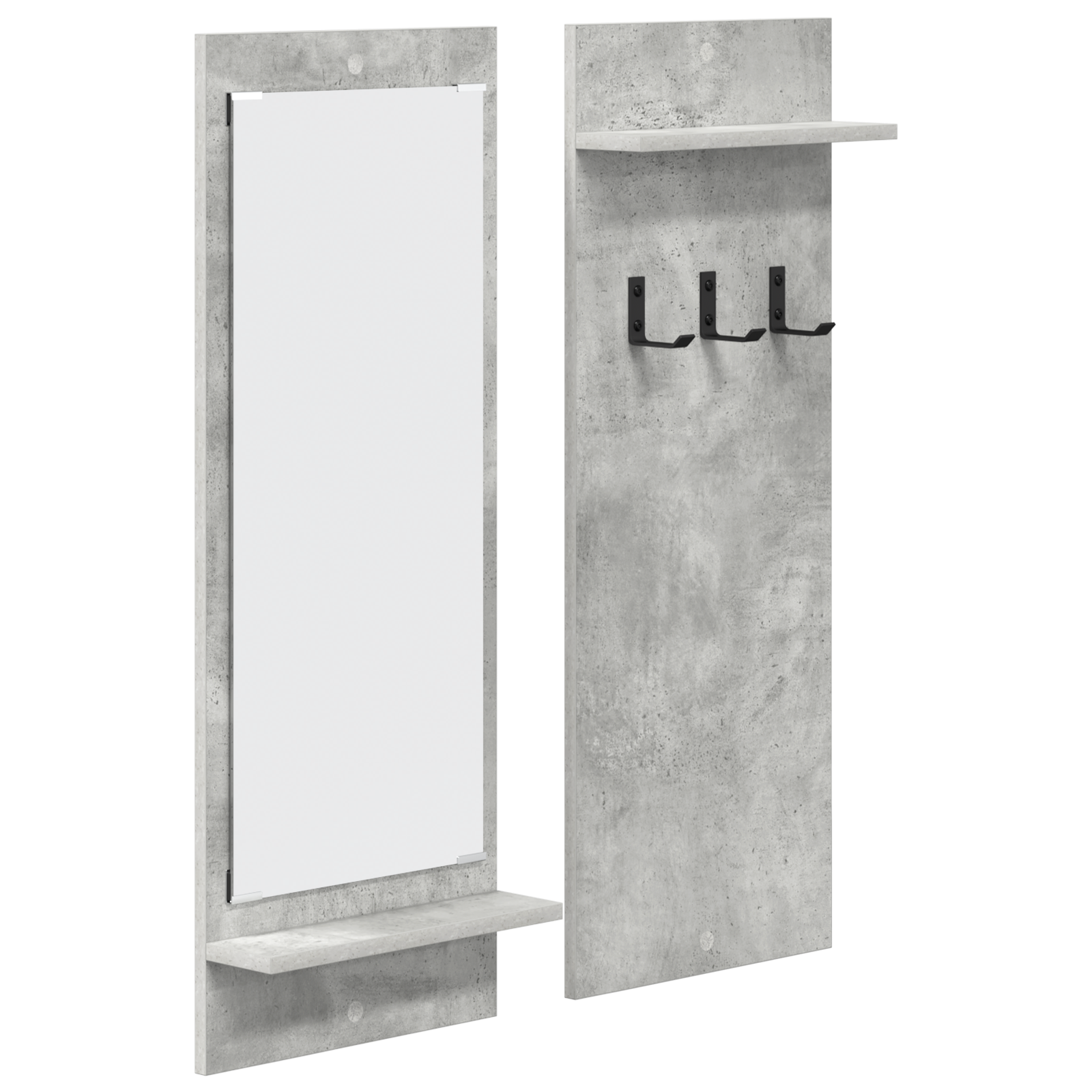Wandgemonteerde kapstok met plank met opslag met spiegel Beton grijs 70 x 10 x 90 cm