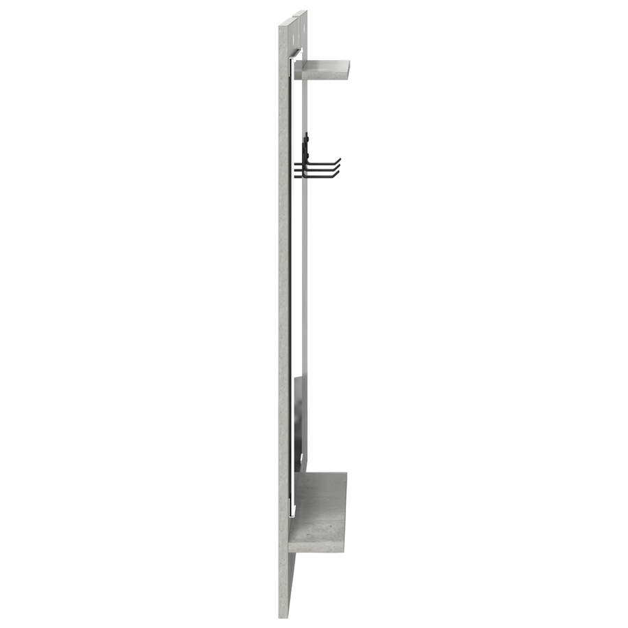 Wandgemonteerde kapstok met plank met opslag met spiegel Beton grijs 70 x 10 x 90 cm