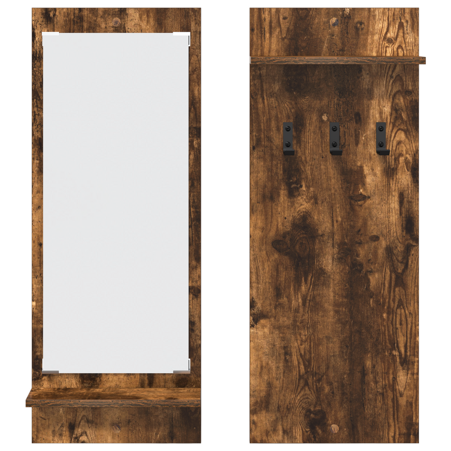 Wandgemonteerde kapstok met plank Gerookt eiken 70 x 10 x 90 cm