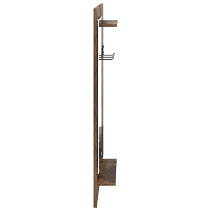 Wandgemonteerde kapstok met plank Gerookt eiken 70 x 10 x 90 cm