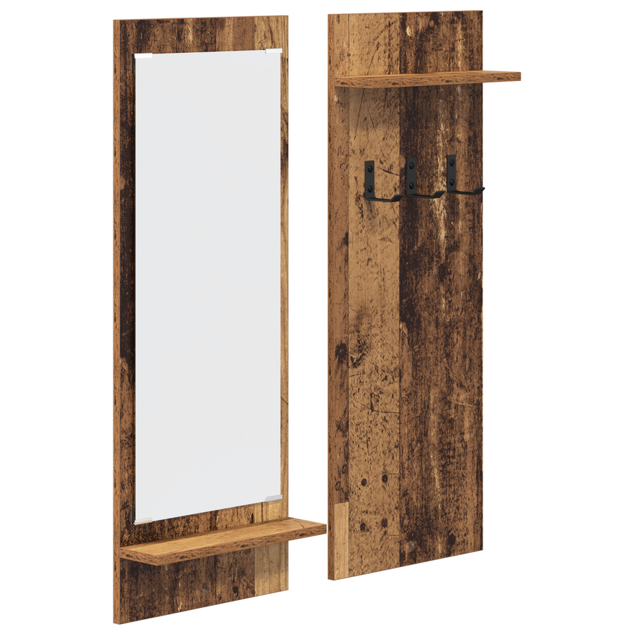 Wandgemonteerde kapstok Oude hout 70 x 10 x 90 cm Bewerkt hout