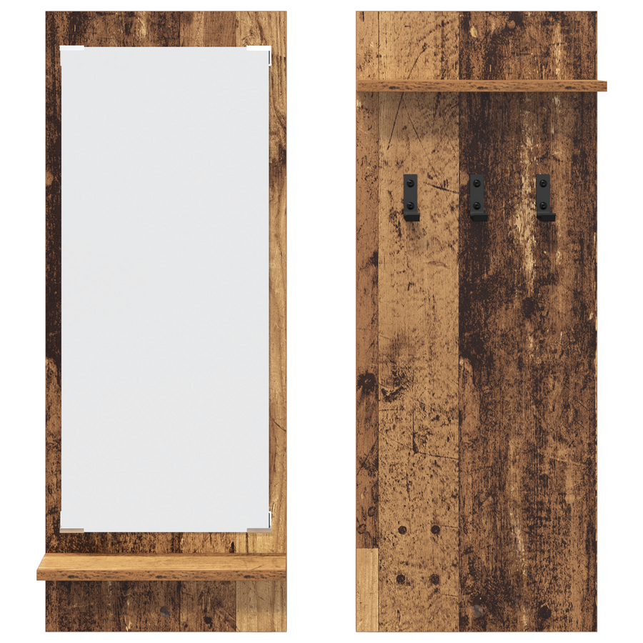 Wandgemonteerde kapstok Oude hout 70 x 10 x 90 cm Bewerkt hout