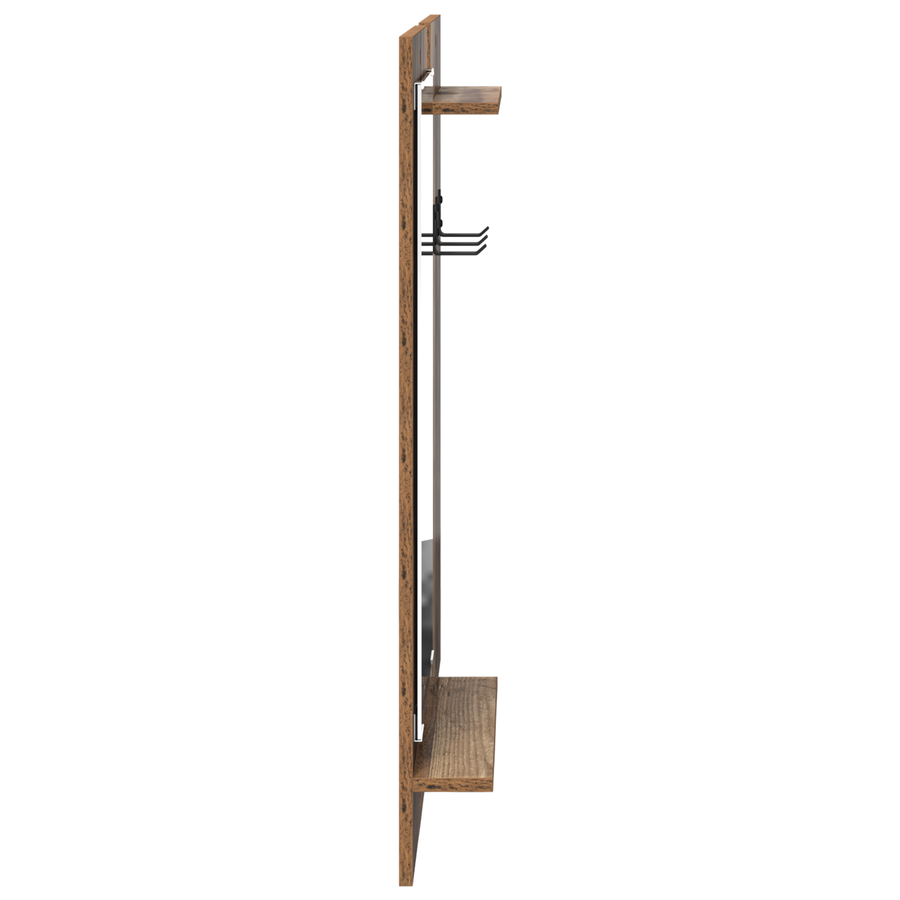 Wandgemonteerde kapstok Oude hout 70 x 10 x 90 cm Bewerkt hout