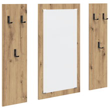 Wandgemonteerde kapstok met opslag met spiegel artisanaal eikenkleurig