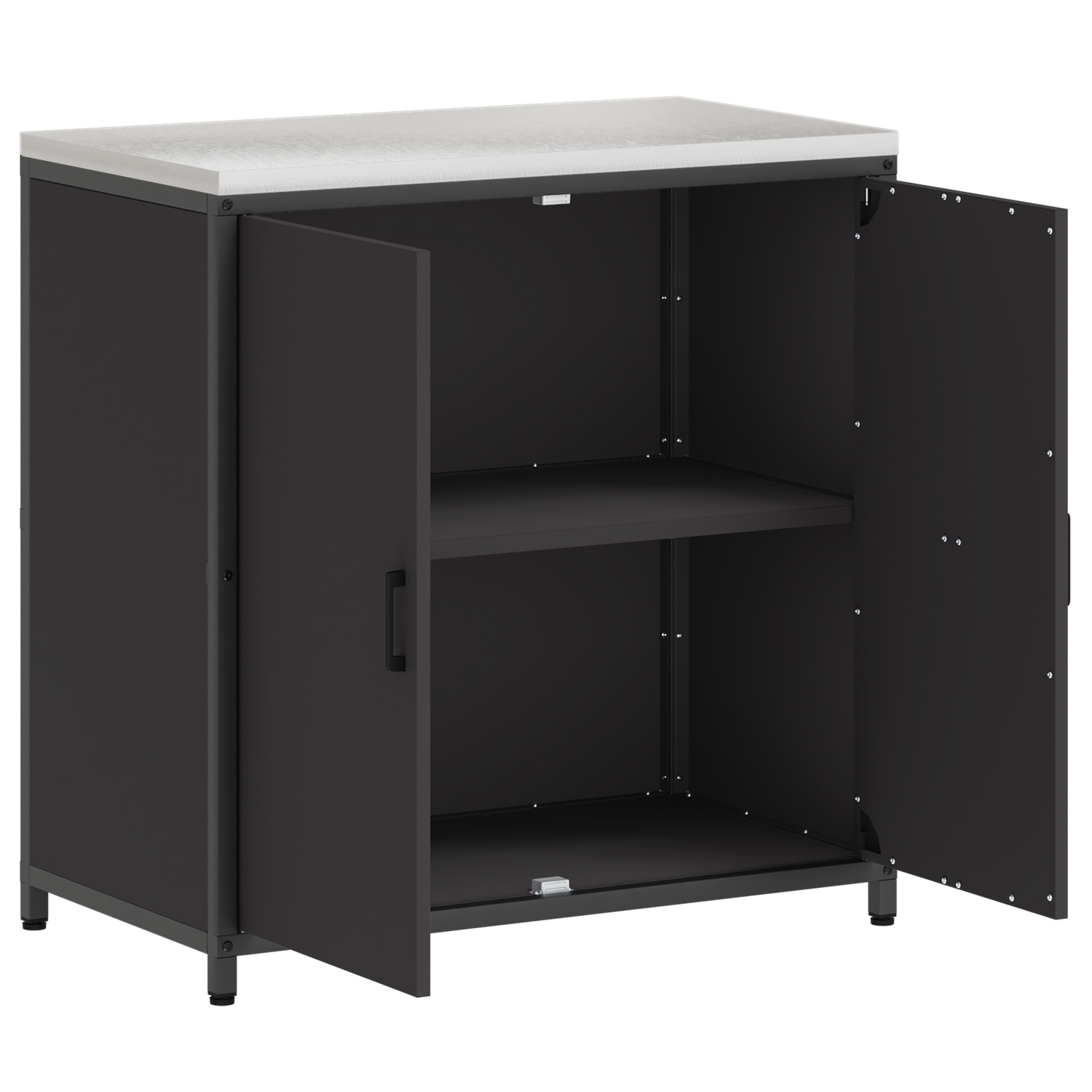 Keukenopslag Kast met plank met opslag met de deur Zwart 60 x 50 x 92 cm Staal