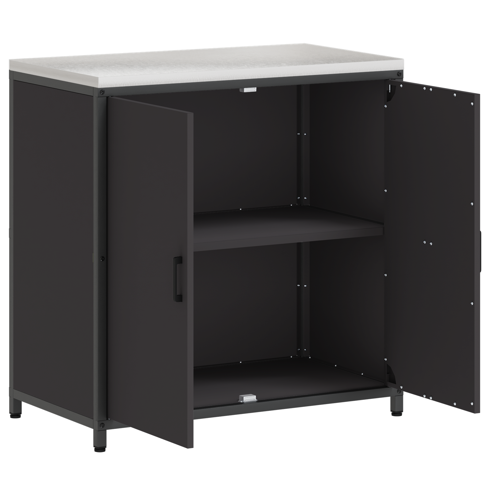 Keukenopslag Kast met plank met opslag met de deur Zwart 60 x 50 x 92 cm Staal