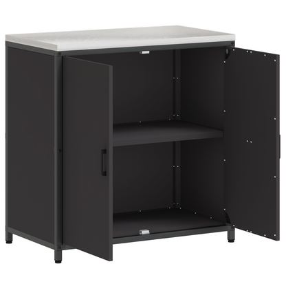 Keukenopslag Kast met plank met opslag met de deur Zwart 60 x 50 x 92 cm Staal