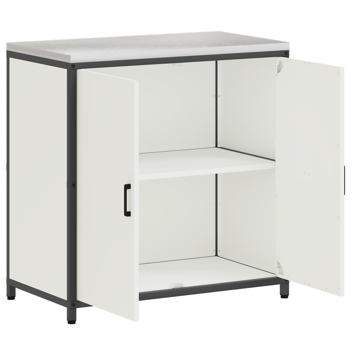 Keukenopslag Kast met plank met opslag met de deur Wit 60 x 50 x 92 cm Staal