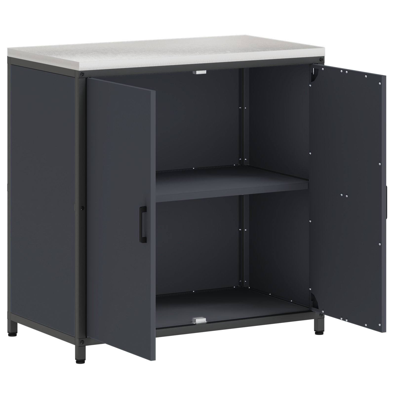 Keukenopslag Kast met plank met opslag met de deur Antraciet 60 x 50 x 92 cm Staal