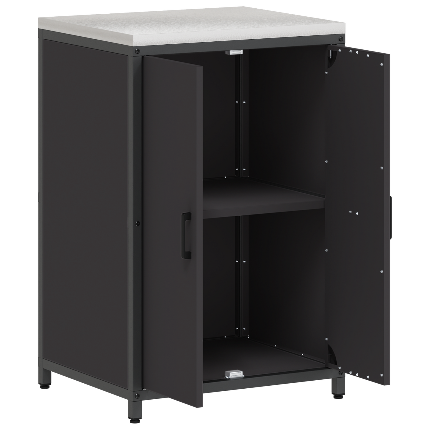 Keukenopslag Kast met plank met opslag met de deur Zwart 60 x 50 x 92 cm Staal