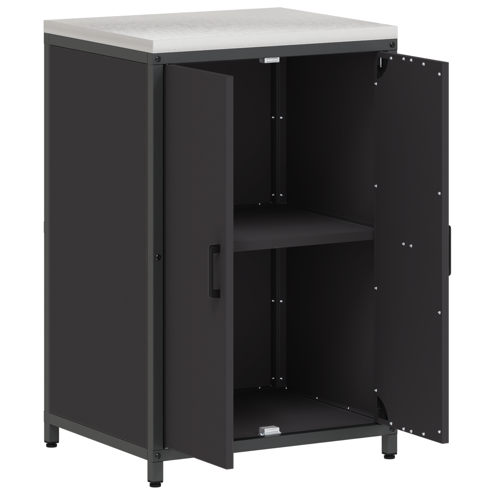 Keukenopslag Kast met plank met opslag met de deur Zwart 60 x 50 x 92 cm Staal