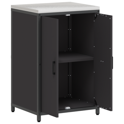 Keukenopslag Kast met plank met opslag met de deur Zwart 60 x 50 x 92 cm Staal