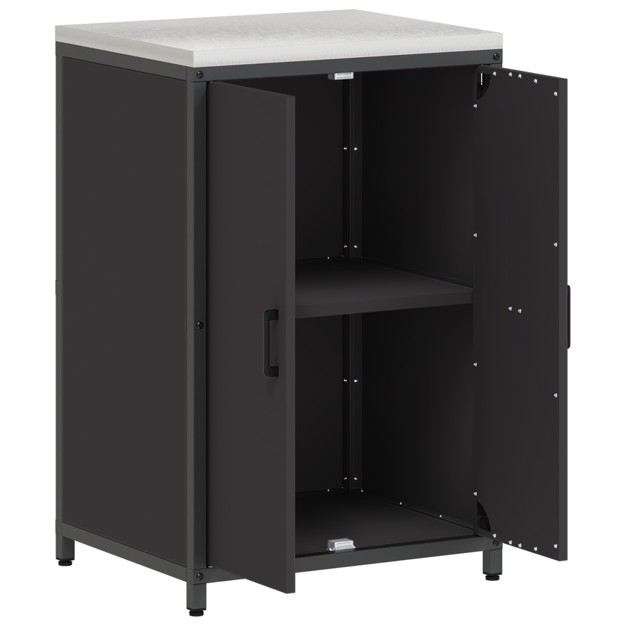 Keukenopslag Kast met plank met opslag met de deur Zwart 60 x 50 x 92 cm Staal