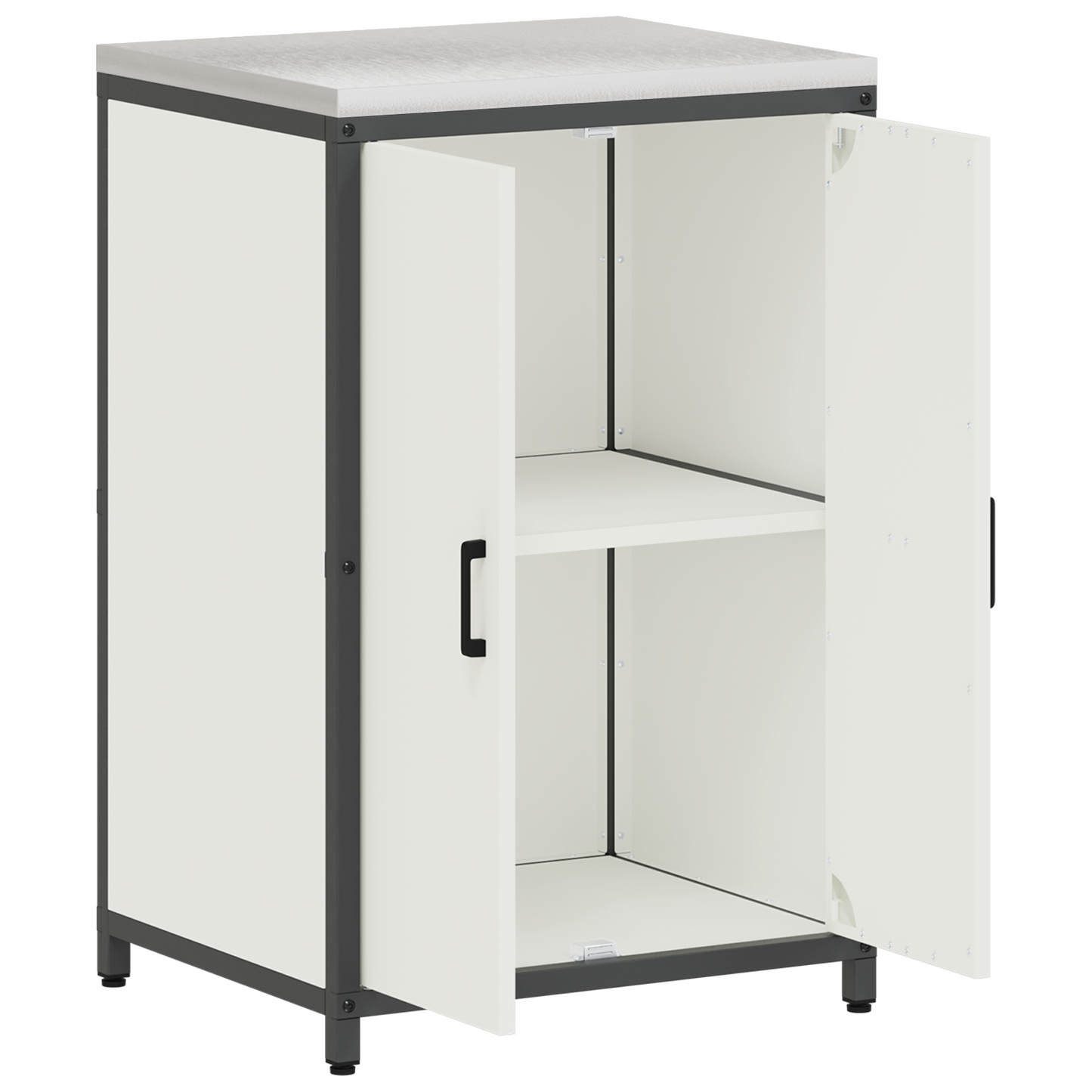 Keukenopslag Kast met plank met opslag met de deur Wit 60 x 50 x 92 cm Staal