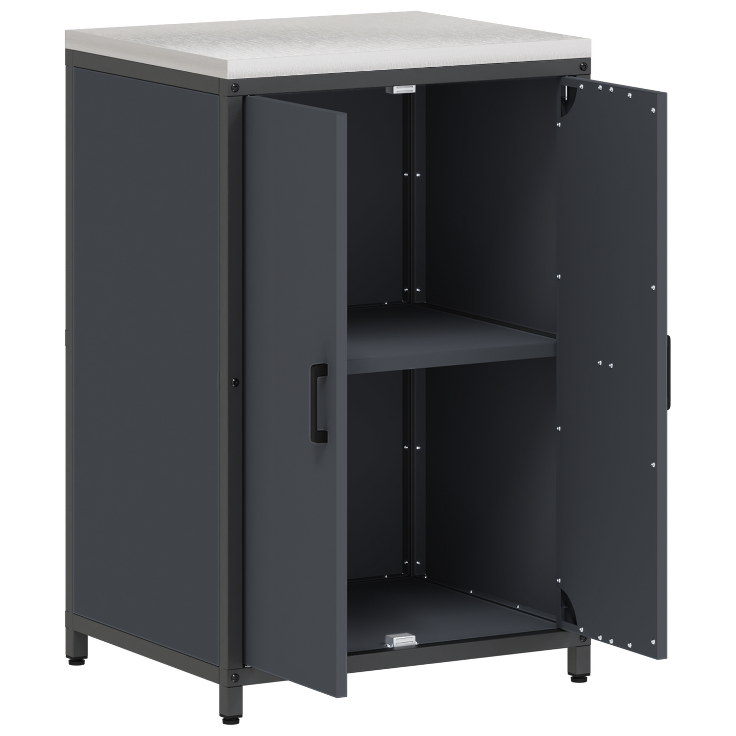 Keukenopslag Kast met plank met opslag met de deur Antraciet 60 x 50 x 92 cm Staal