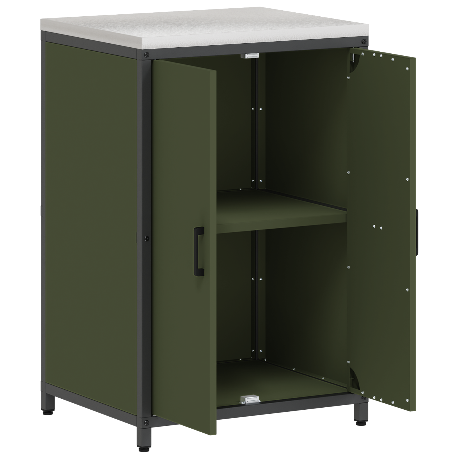 Keukenopslag Kast met plank met opslag met de deur met slot Olijfgroen 60 x 50 x 92 cm Staal
