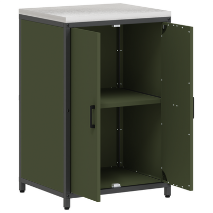 Keukenopslag Kast met plank met opslag met de deur met slot Olijfgroen 60 x 50 x 92 cm Staal