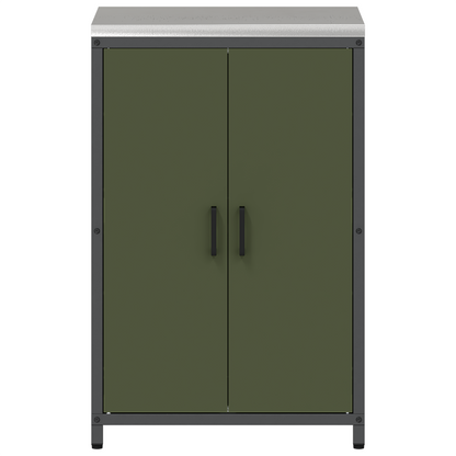 Keukenopslag Kast met plank met opslag met de deur met slot Olijfgroen 60 x 50 x 92 cm Staal