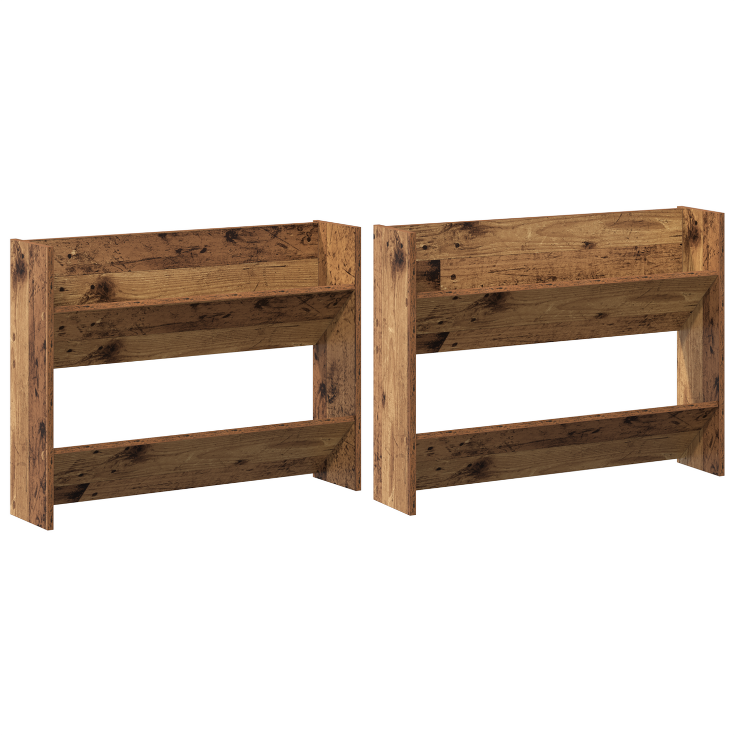 Wand Schoenenkasten 2 pcs Oud hout 60 x 18 x 60 cm Bewerkt hout