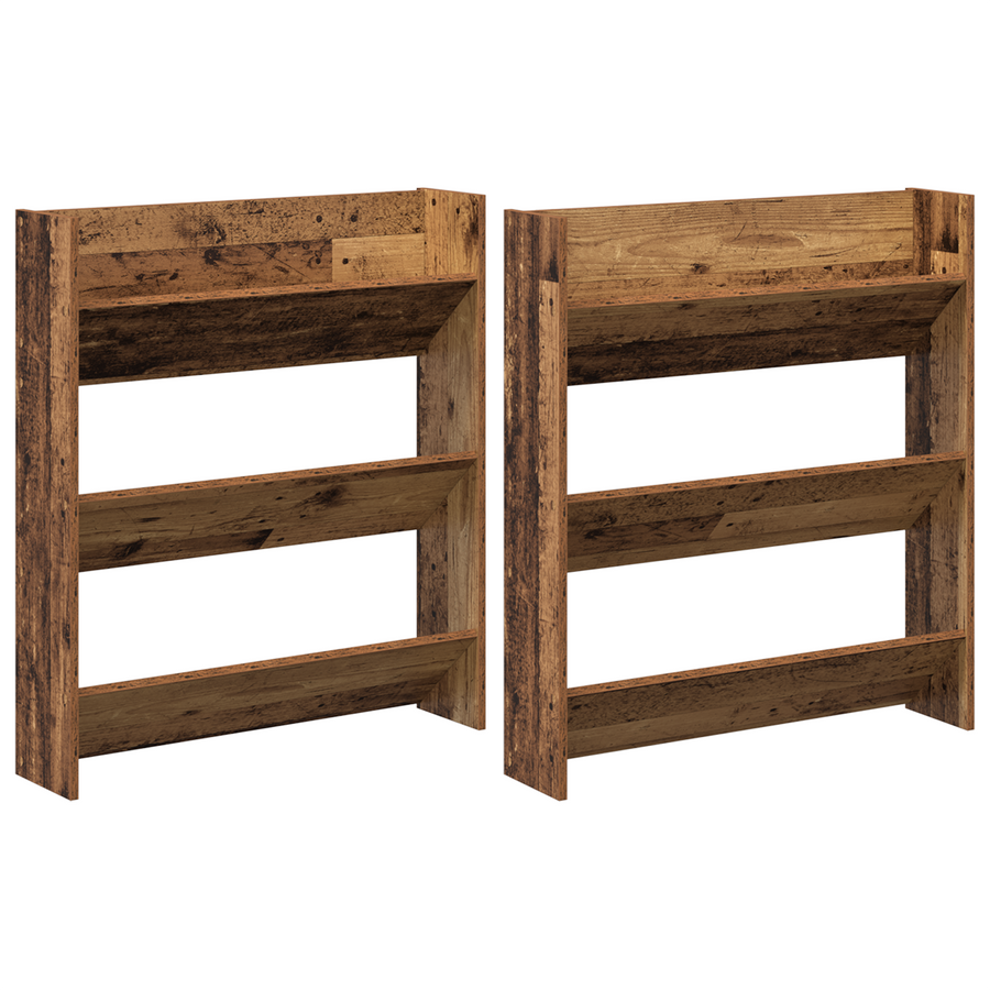 Wand Schoenenkasten 2 pcs Oud hout 60 x 18 x 60 cm Bewerkt hout
