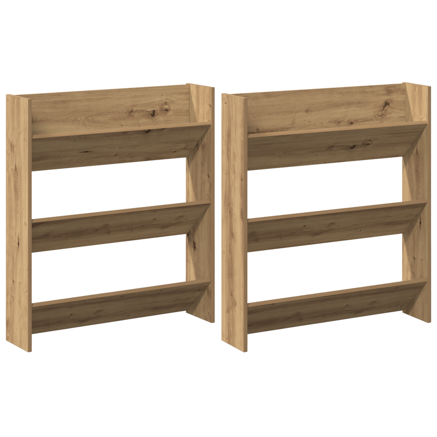 Wand Schoenenkasten met plank Anders met opslag 2 pcs artisanaal eikenkleurig