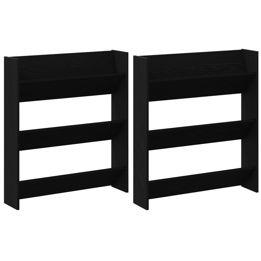 Wand Schoenenkasten met plank Anders 2 pcs Zwart eiken 60 x 18 x 60 cm