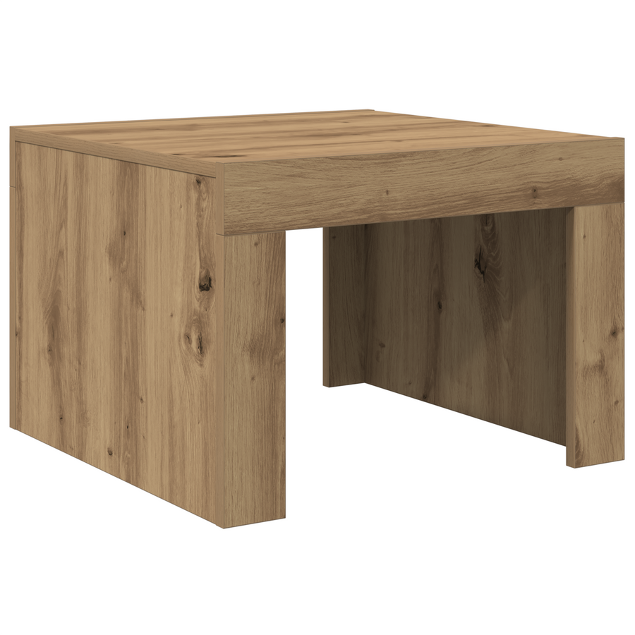 Salontafel artisanaal eikenkleurig 50 x 50 x 35 cm Bewerkt hout