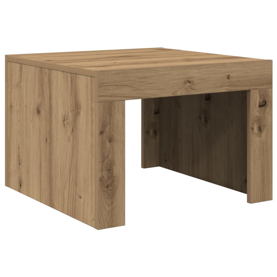 Salontafel artisanaal eikenkleurig 50 x 50 x 35 cm Bewerkt hout