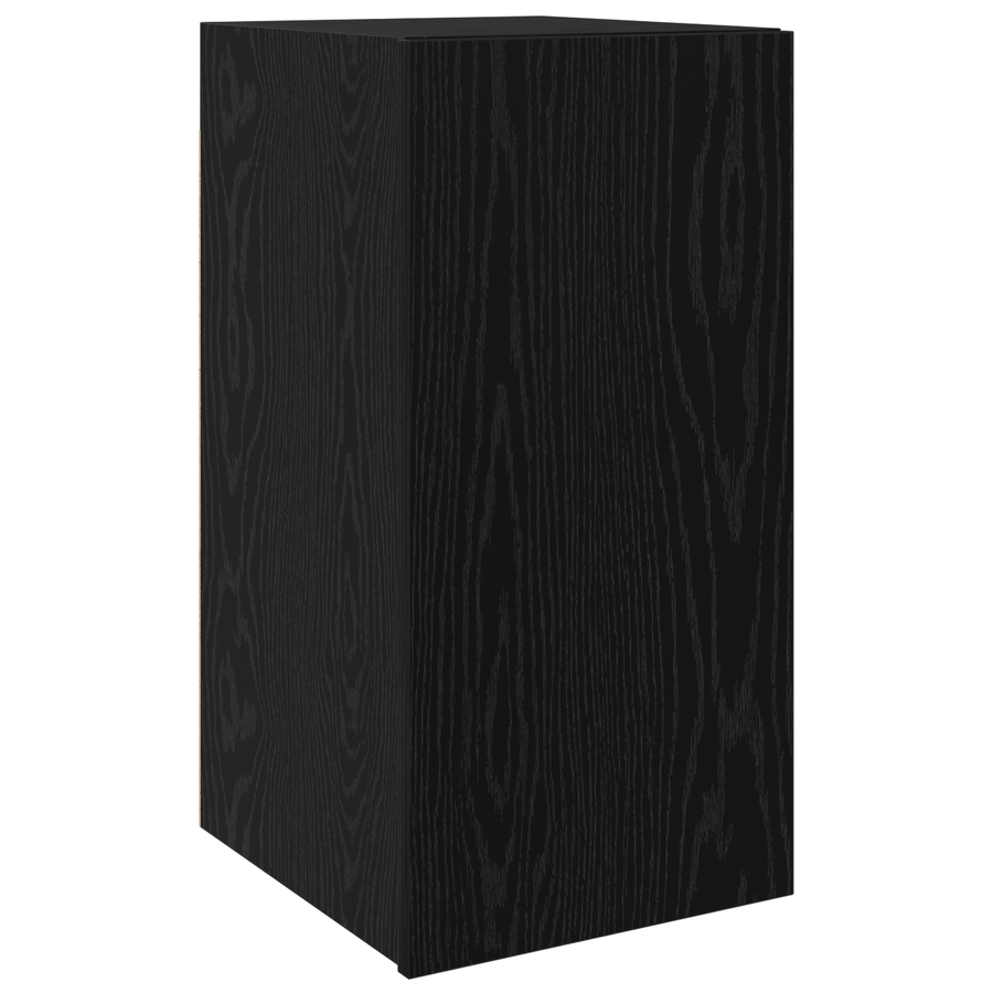 TV Meubel met plank Anders met opslag met de deur Zwart eiken Bewerkt hout