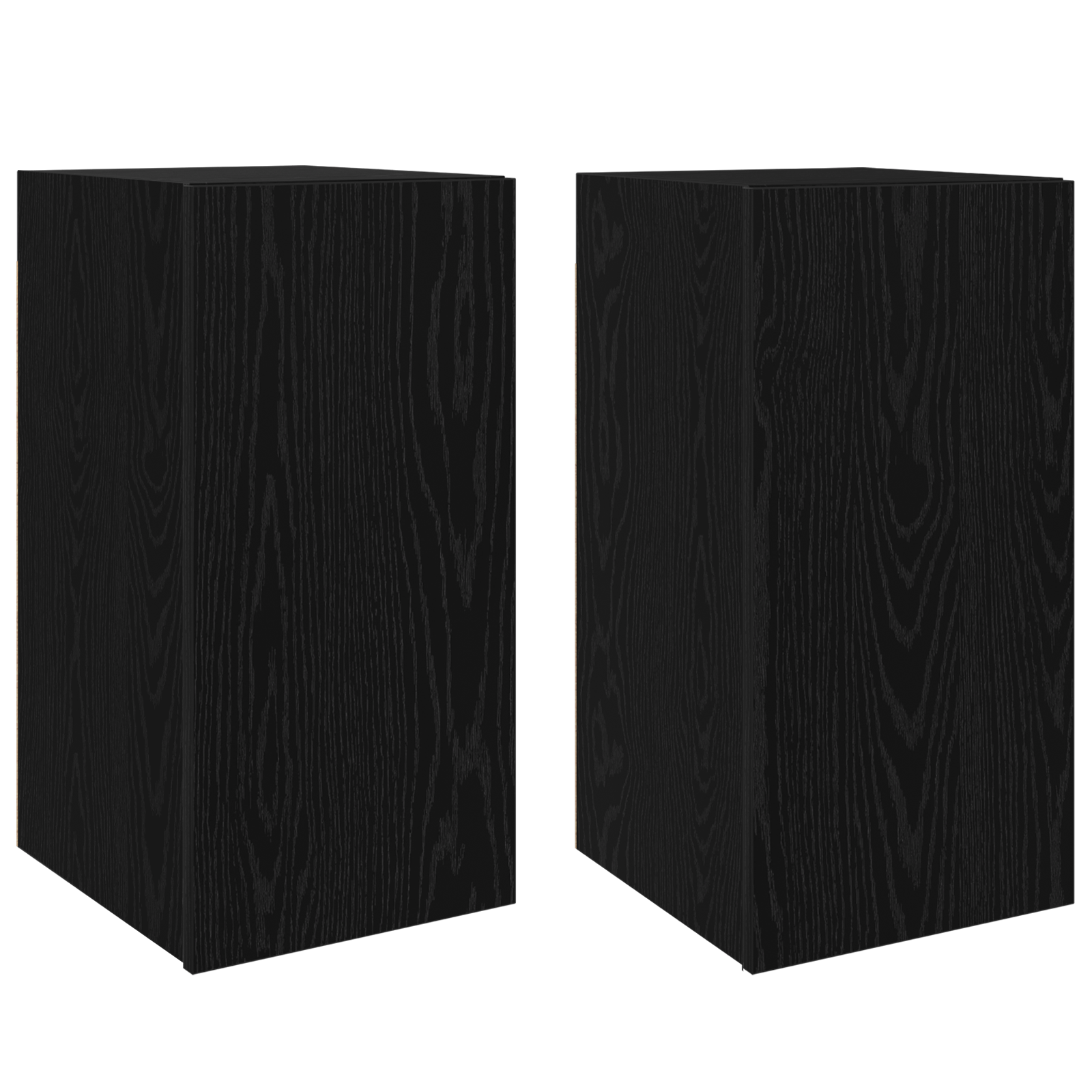 TV Meubel met plank Anders met opslag met de deur 2 pcs Zwart eiken Bewerkt hout