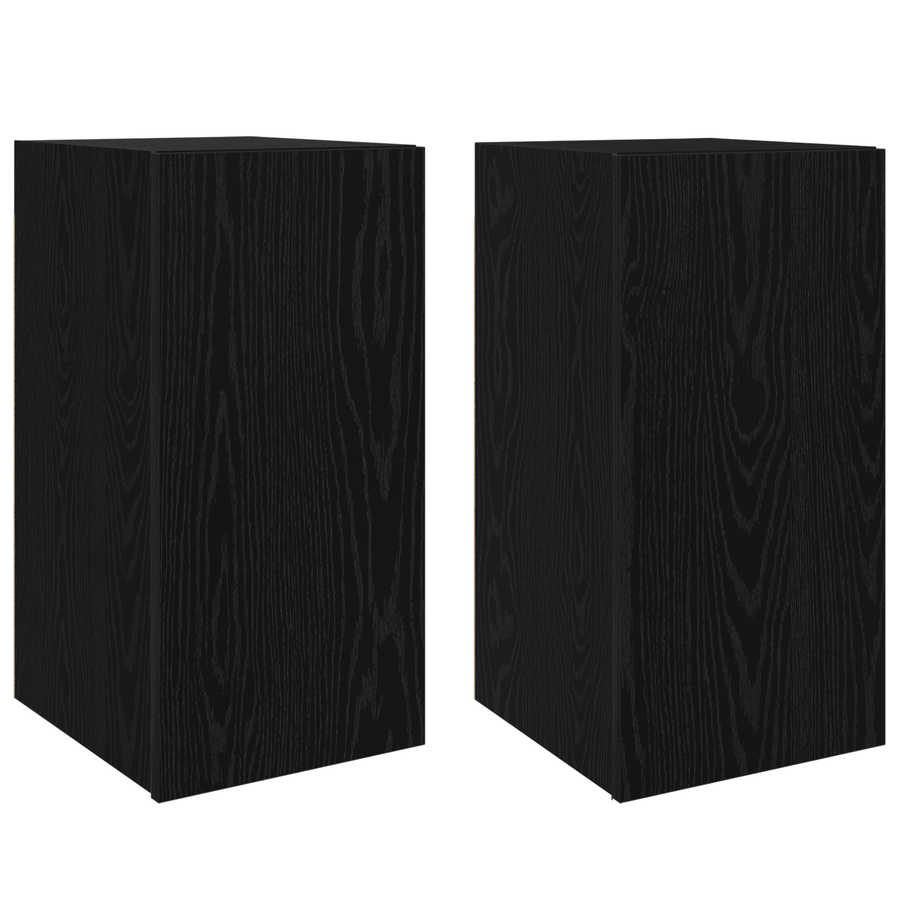 TV Meubel met plank Anders met opslag met de deur 2 pcs Zwart eiken Bewerkt hout