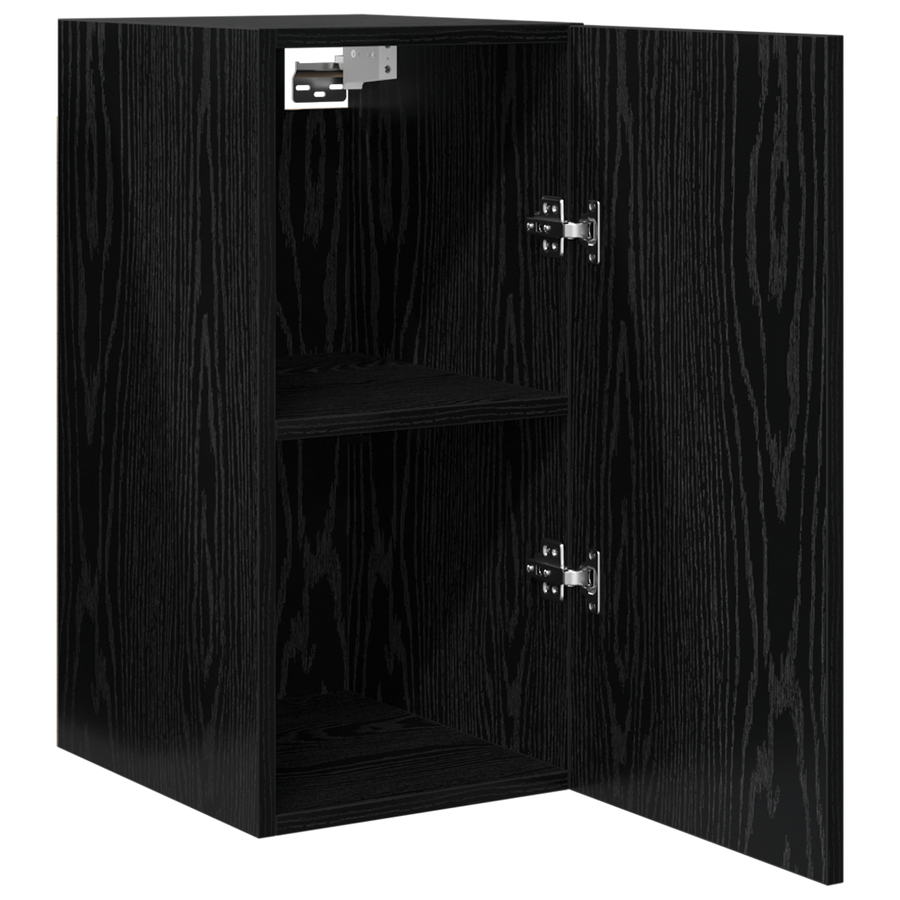 TV Meubel met plank Anders met opslag met de deur 2 pcs Zwart eiken Bewerkt hout
