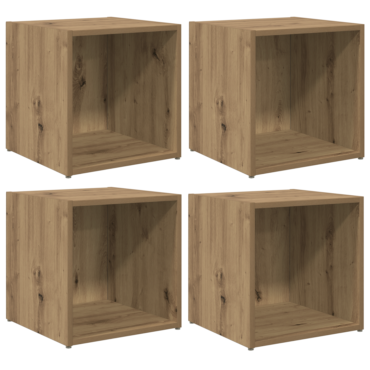 TV Kasten 4 stuks Massief Eiken 37x35x37 cm Bewerkt Hout
