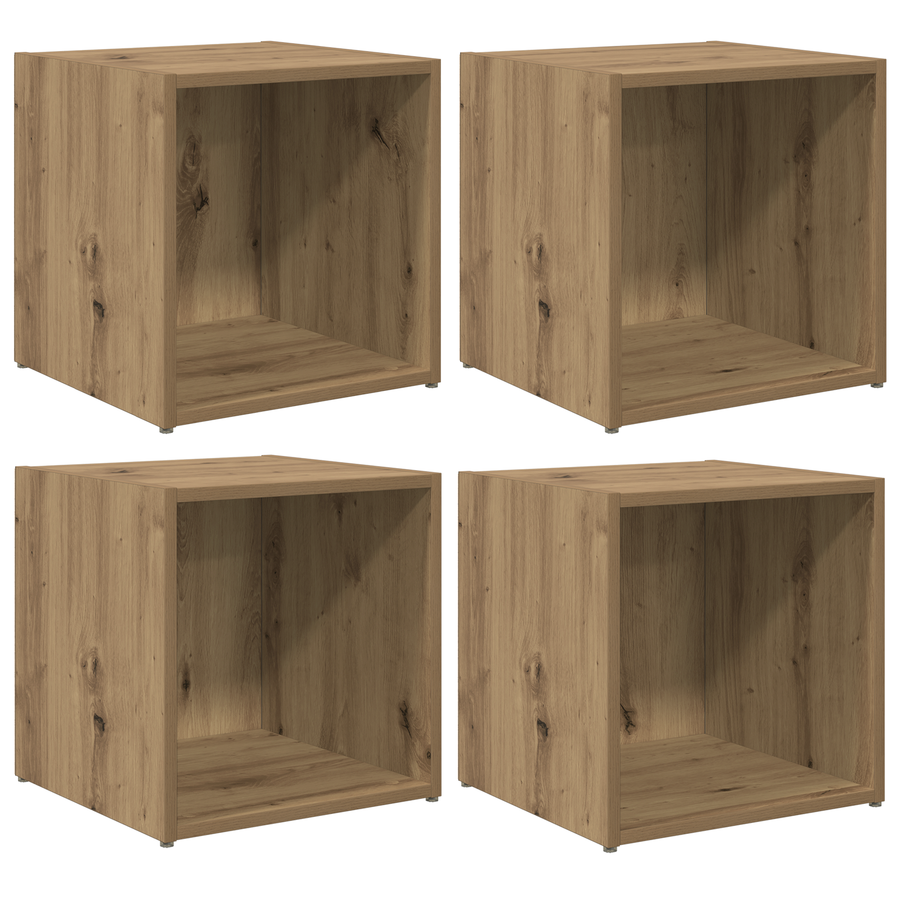 TV Kasten 4 stuks Massief Eiken 37x35x37 cm Bewerkt Hout