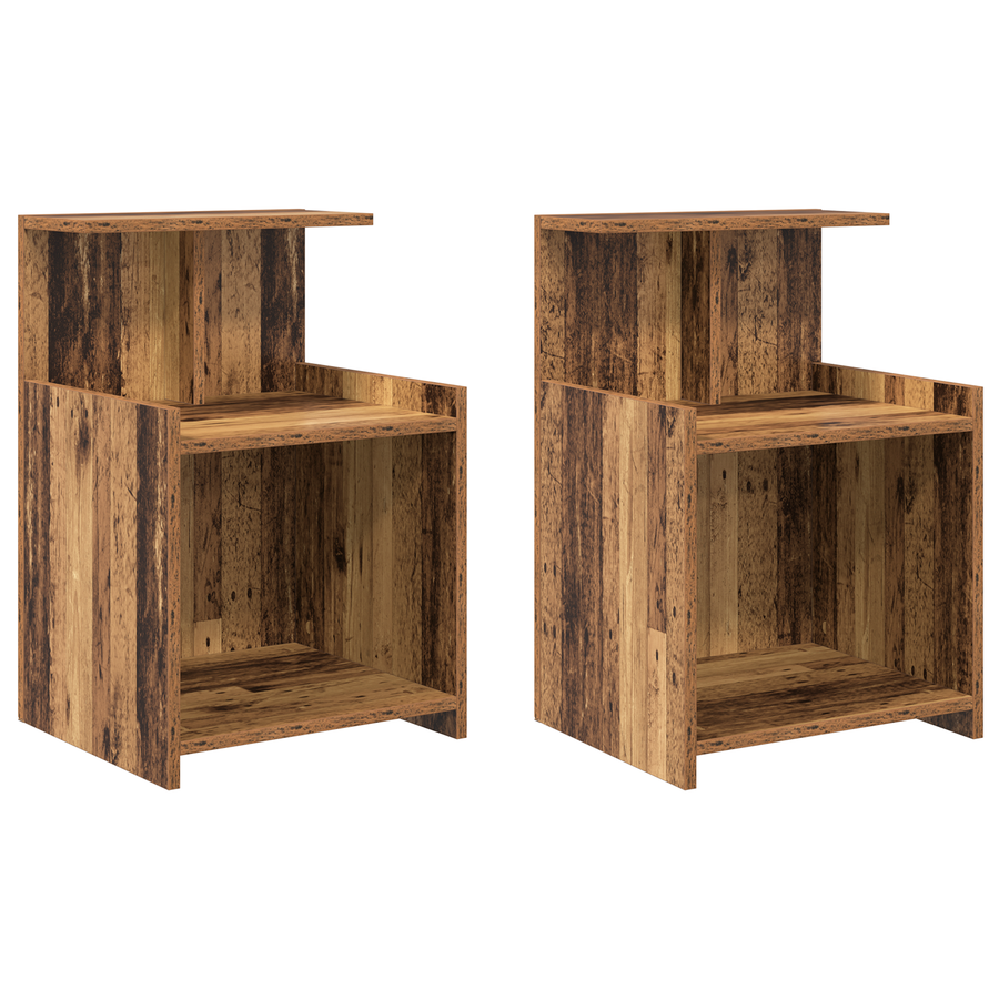 Bedkasten 2 stuks Oude Hout 40x35x60 cm Bewerkt Hout