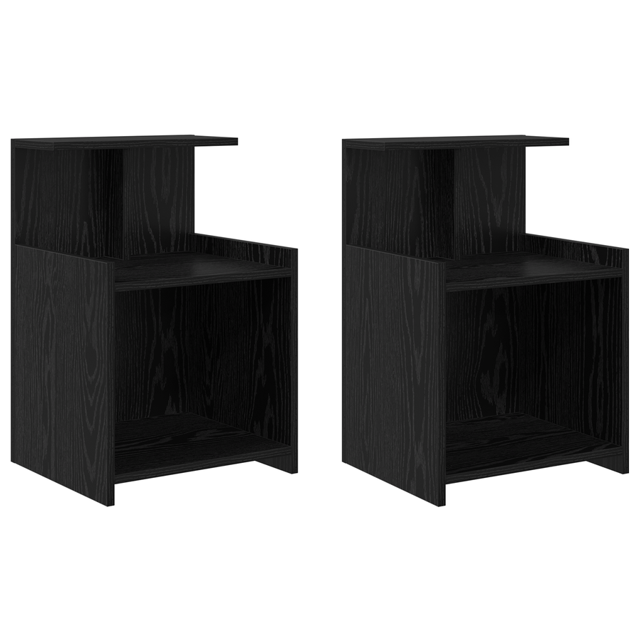 Bedkasten 2 stuks Zwart eiken 40x35x60 cm Bewerkt hout