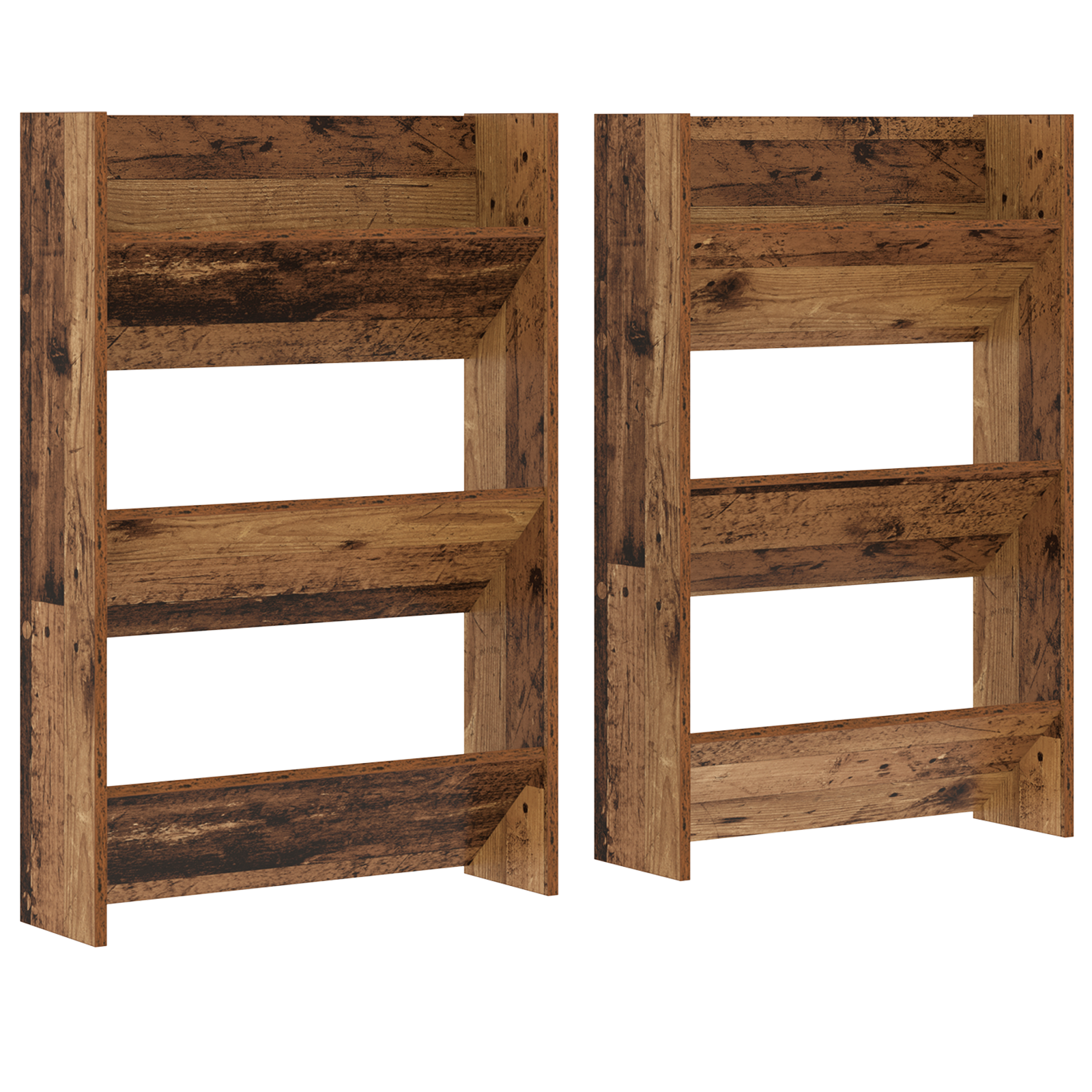 Wand Schoenenkasten 2 pcs Oud hout 60 x 18 x 60 cm Bewerkt hout