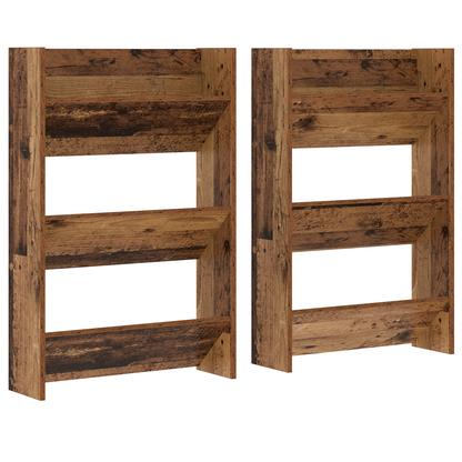 Wand Schoenenkasten 2 pcs Oud hout 60 x 18 x 60 cm Bewerkt hout