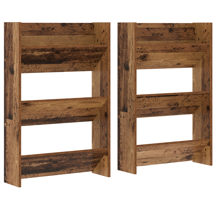 Wand Schoenenkasten 2 pcs Oud hout 60 x 18 x 60 cm Bewerkt hout